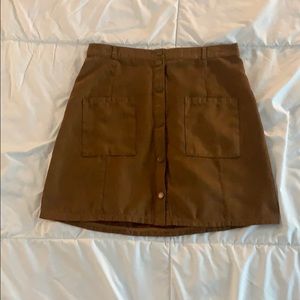 Suede button up skirt
